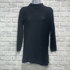 Spense Mock Neck Metallic Thread Raw Hem Top 8